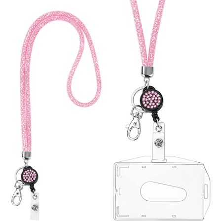 Kortholder med Lanyard, Krystall Lanyard med Transparent ID-kortholder, Lanyard og Badgeholdersett, Nøkkelring Badgeholdere og Halsbånd for Nøkler
