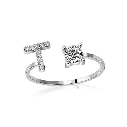 Öppen Ring Utsökt Justerbar Silverfärgad Justerbar Bokstavsring Dam Smycken För Fest