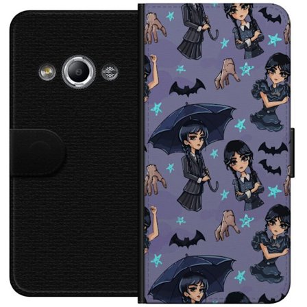 Kompatibelt Lommeboketui til Samsung Galaxy Xcover 3 Onsdag Addams plakat tegneserie lilla bakgrunn flaggermus hånd Ting gotisk søt Netflix-serie de