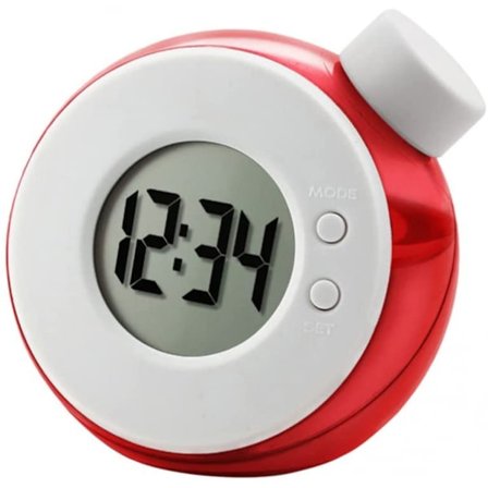 Vandkraft Saati - Venlig Vandur - Digitalt Vækkeur Digitalt Vækkeur Batteriløs Vandur LED Skærmur (Rød)