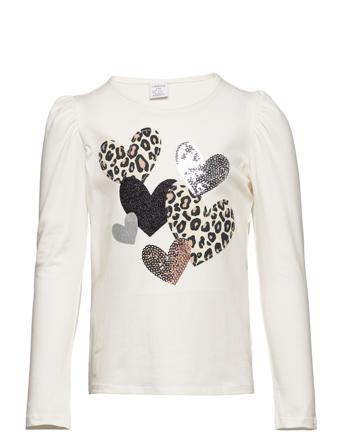 Top L S Leo And Sequin Appliqu T-shirts Long-sleeved T-shirts Vit Lindex