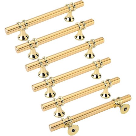 6 kpl Kultaisia Huonekalujen Vetimiä - Keittiön Oven Vedin Laatikon Vedin Messinki Kultaiset Huonekalujen Vetimet Keskireikäetäisyys 96mm