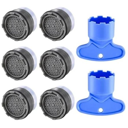 Kranlufter, inkludert to skiftenøkler, egnet for kjøkken og bad, 6-pakning.