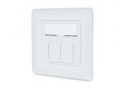 Digitus CAT 6A Class EA network outlet. shielded 2x RJ45. LSA. pure white. flush mount. 8 direction
