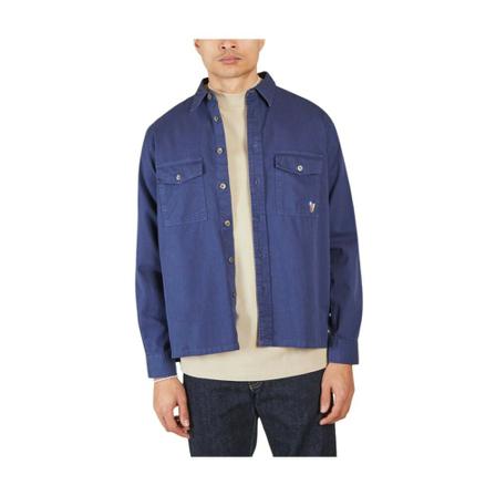 PS By Paul Smith Zebra Logo Shirt in Organic Twill Cotton Blå, Herre Skjorter