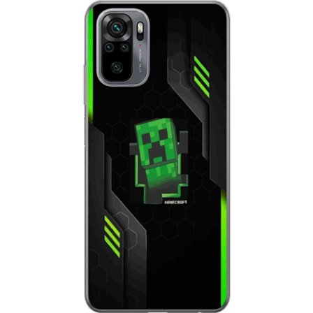 Kompatibelt Mobildeksel til Xiaomi Xiaomi Redmi Note 10 Grønn pikselbasert creeper-lignende spillillustrasjon med futuristiske neoninnslag og mørk t