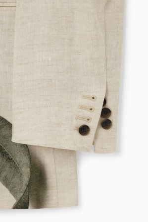 COS Women's Blazer De Lino Con Estampado De Hojas Regular Fit in Beige