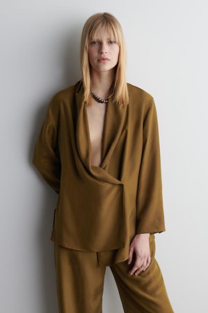 COS Damen Seidenblazer Mit Schalkragen - Beige