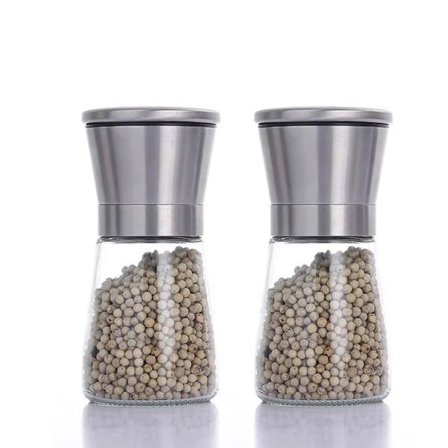 Salt- og pepperkverner - Kverner i rustfritt stål og glass - Krydderkvernesett med 2 (krydder ikke inkludert)