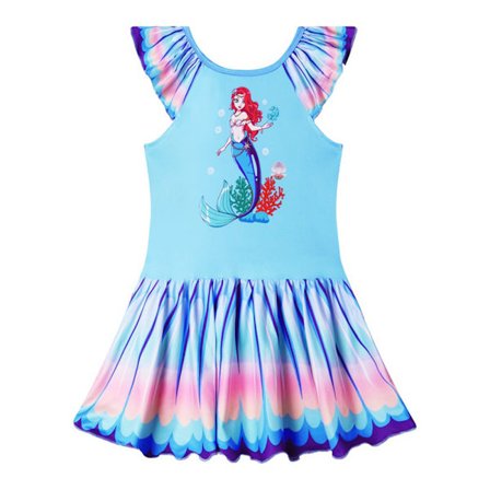 Girls Mermaid Princess Dress Cosplay Party Costume Dress Pink 140cm Blue 120cm