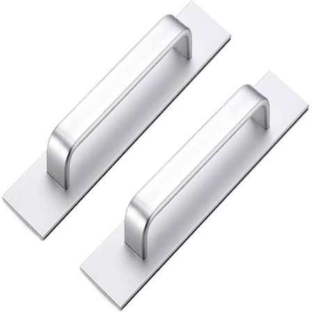 Set med 2 självhäftande aluminiumhandtag för garderob, sovrum, badrum, kök - rostfritt stål