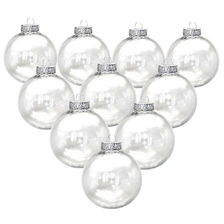 10 stk. gjennomsiktige julekuler hul plast skinnende DIY Tomme pyntegjenstander til fest