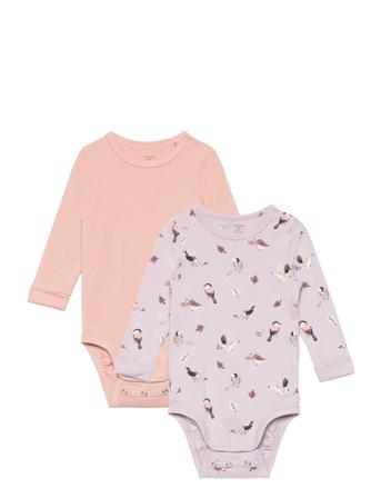 Body 2 Pack Aop Birds Lindex Purple