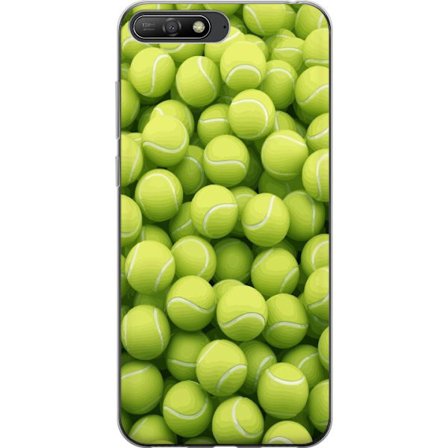Kompatibel Mobilcover til Huawei Huawei Y6 (2018) Mønster af grønne tennisbolde i høj detalje, sporty motiv med gentagende tekstur og stærke farve