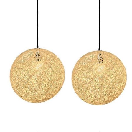 2-pack Rattan och Boll Ljuskrona Individuell Kreativitet Sfärisk Rattan Nest Lampskärm