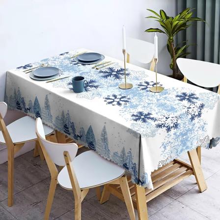 1st, rund/fyrkantig duk, god julduk, snöflingor julgransmönster cover, vattentät fläckfri skrynkelfri 60*86inch/152*220cm