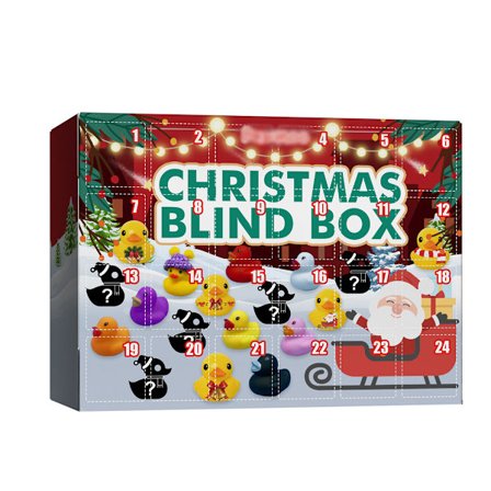 Adventskalender Kul för Barn, Festliga Gummi Ankor Julnedräkning med Daglig Överrasknings Blindbox, Interaktivt Julaktivitetsset för Barn
