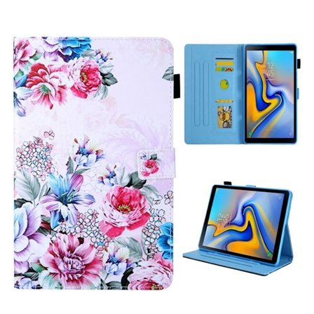 Samsung Galaxy Tab S5e mønstret og flervinklet lædercover - blomster