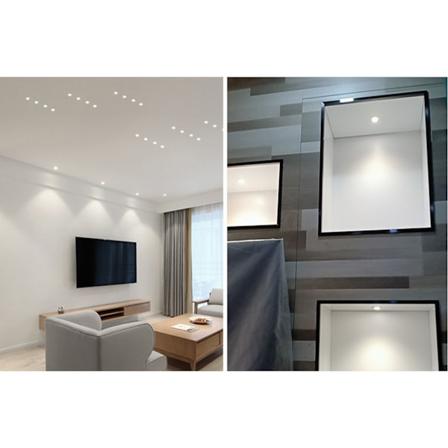 Mini innfelt COB-spotlight med stabil varmeavledning LED innfelt takspotlight 3W sølv lampehus AC85‐265V varmt hvitt lys 3000K