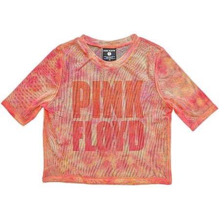 Pink Floyd Dam/Kvinnor Staplade Logotyp Mesh Crop Top S Rosa