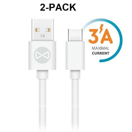 2-PACK Pikalataus 1M USB-C 3A kaapelilaturi / Tiedonsiirto