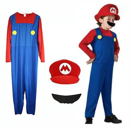 Super Mario Luigi Bros Cosplay Fancy Dress Outfit Kostym Girl Luigi L