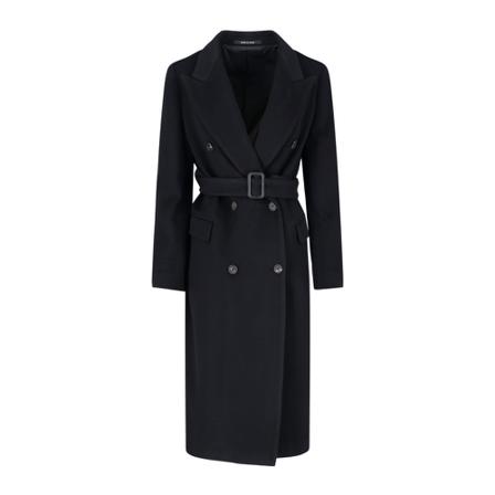 Tagliatore Belted Coats Sort, Dame Uldfrakker