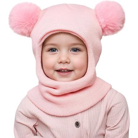 2-i-1 Babyhatt - Hatt og skjerfsett - Vinterhette skjerf - Vindtett barnehatt