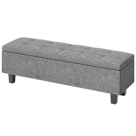 Rootz Pellavan ulkoasun säilytyspenkki - Storage Seat -rintakehä - Tufted Storage Bench - Piilotettu säilytys - 138 cm x 40cm x 45cm