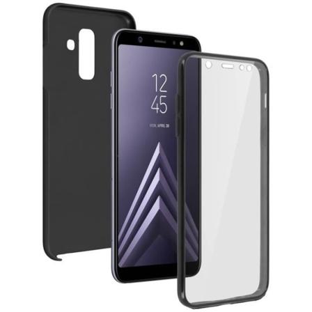 Galaxy A6 Plus skyddande silikonfodral + polykarbonatbaksida - svart Svart