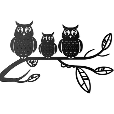 Metalvægdekoration, Ugle, Rustik Jernvægkunst, Ornament til Stue, Have, Kontor, Indendørs og Udendørs Terrasse