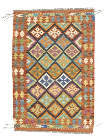Kilim Afghan Old Style Rug Hand Woven 93X153 Brown/Green Afghanistan
