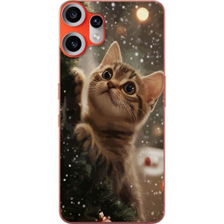 Kompatibelt Mobilskal till Nothing Nothing CMF Phone 2 Pro Jul Katt i granens ljus med snöfall, perfekt motiv för julälskare och kattfantaster med