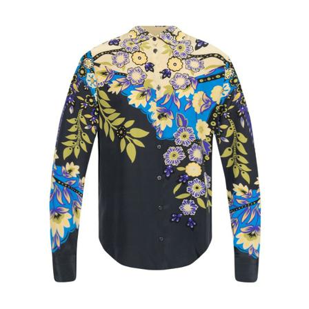 Etro, Floral silk shirt Czarny, Kobieta, Rozmiar: L
