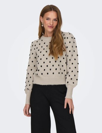 JDY Jdysigrid Life L/S On Puff Pull Knt Noos - Cream - XL