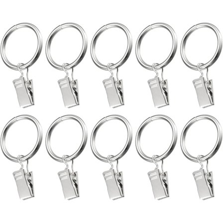 Højkvalitets, helt nye 26 mm indvendig diameter gardinringe med klemmer - 10-pak - God til gardiner og stænger - Gardinophæng