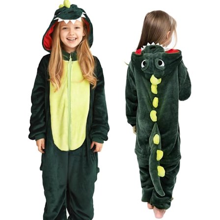 Dinosaur kostume til børn, onesie, dinosaur pyjamas, dinosaur jumpsuit til børn, dyrekostume til børn til karneval fest halloween, cosplay