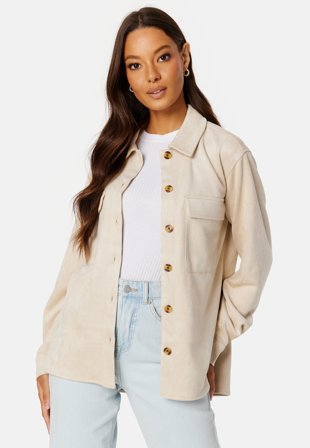 Pieces Timone LS Shirt Jacket Tan Klær