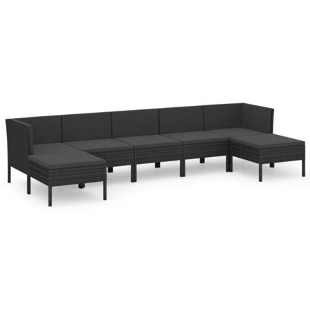Vidaxl Loungegrupp För Trädgården Med Dynor 7 Delar Konstrotting Svart