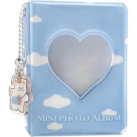 3 tommer Kpop Fotokortholder Mini Album - Sommerfugl Kærlighedshjerte Hul 40 Lommer Navnekortbog med Vedhæng