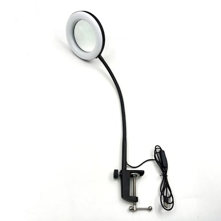 Magnifying Glass with Light and Stand, 2-i-1 Flexible Gooseneck Desk Lamp with Clamp, 3 Color Modes, Stepless Dimmable Illuminated Magnifier