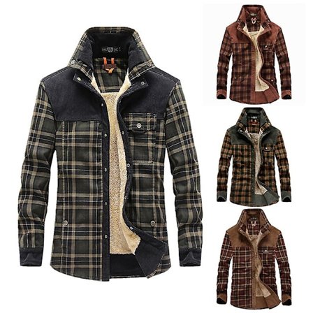 Miesten Wanderer -takki, Overland-flanellipaita, pitkähihaiset lämpimät fleecepaidat, lämmin bisnestyyli