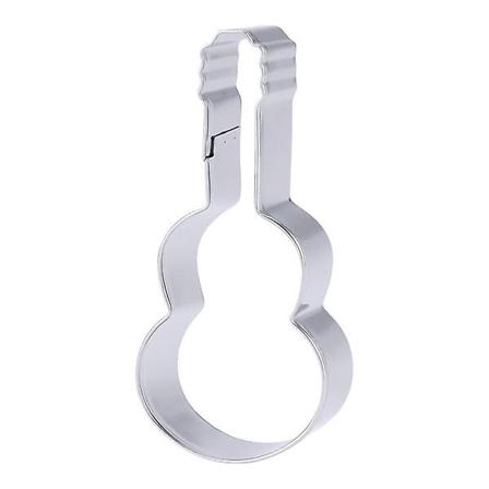Ruostumattomasta teräksestä valmistettu keksimuovi kitara-muotoinen DIY-suklaamuotit leivontamuotti kakkujen ja fondantin suklaalle (kitara 1) Hopea 
