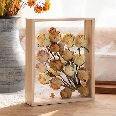 Tørket Blomst Bilderamme Tørket Blomst Utstillingsstativ Dekorativ Flytende Bilderamme, Dobbeltsidig Høyoppløselig Plexiglass, for Utstilling av 