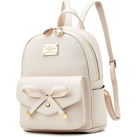 Kvinnors Ryggsäck Mini Ryggsäckar Flickor Rosett PU Läder Ryggsäck Handväska Söta Axelväskor Ryggsäck för Damer Liten Ryggsäck Tonåringar