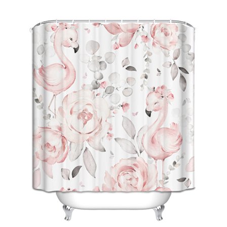 Flamingo Rose Kolibri Rustik Badeforhæng med 12 Kroge