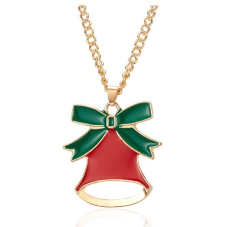 Smuk sjov halskæde med jule rød klokke grøn sløjfe