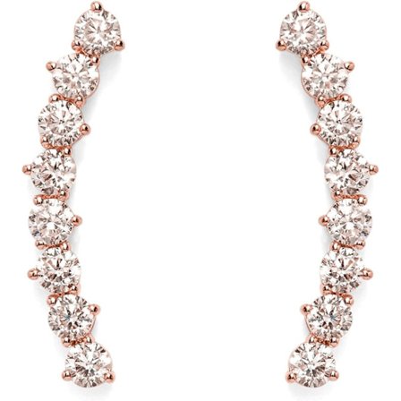 14K Guldpläterade Sterling Silver Post Cubic Zirconia Ear Crawler Örhängen