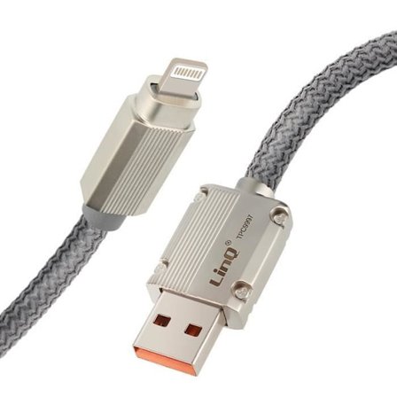 LinQ 3A USB-kabel för iPhone Förstärkt fodral 1,2m LinQ Grå