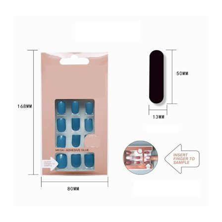 24 stk. (blå) Negler Akryl Fransk Nude Kolleksjon, Fantastisk, Ekte Kort Lengde Nude Løsnegler, Neglelim, Neglefil og Manikyrpinne